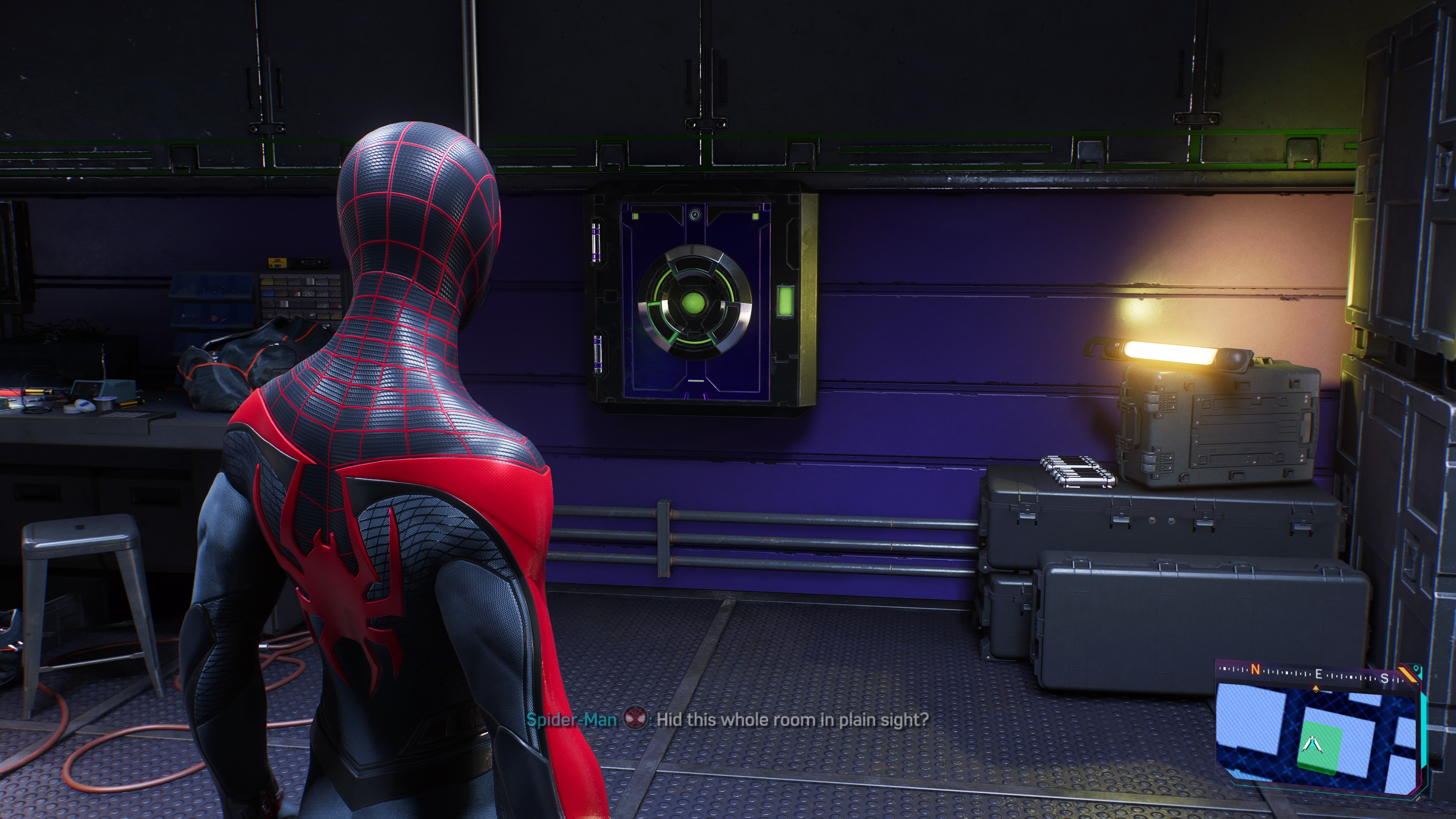 Miles stands in front of a special vault in Marvel’s Spider-Man 2