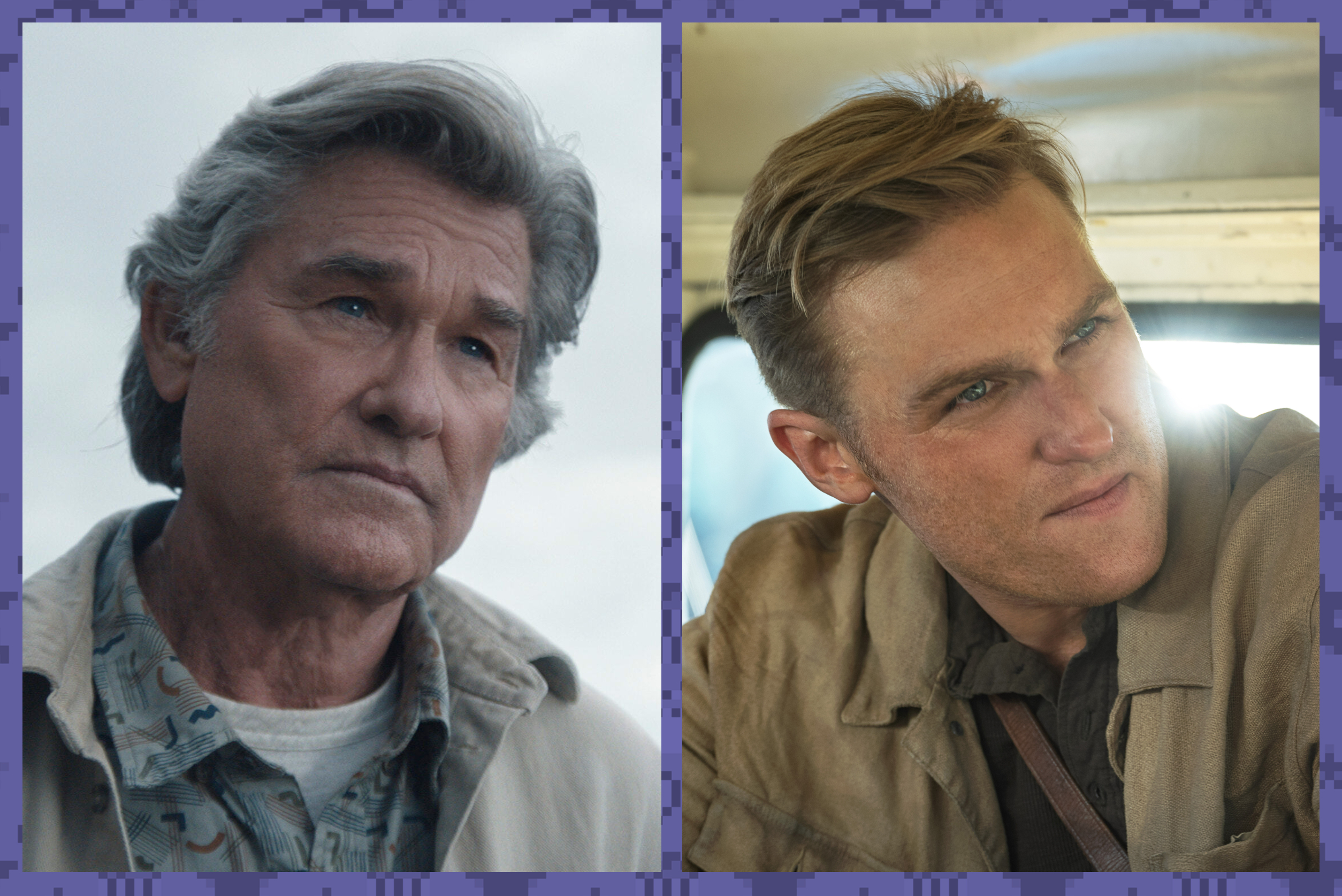 Kurt and Wyatt Russell, next to each other, in a image created from two separate screenshots in Monarch: Legacy of Monsters.