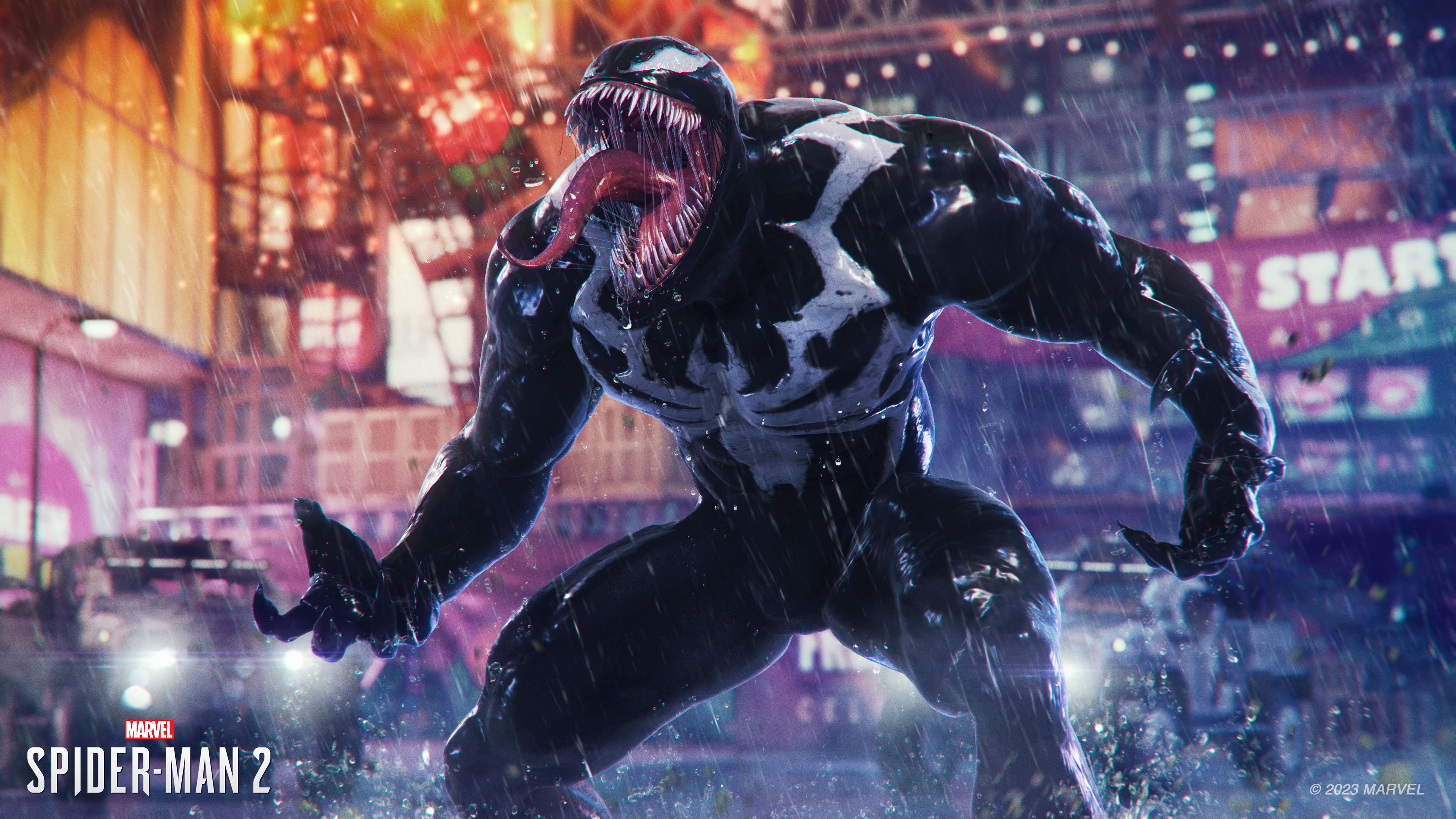 Venom roars in the middle of New York in Spider-Man 2