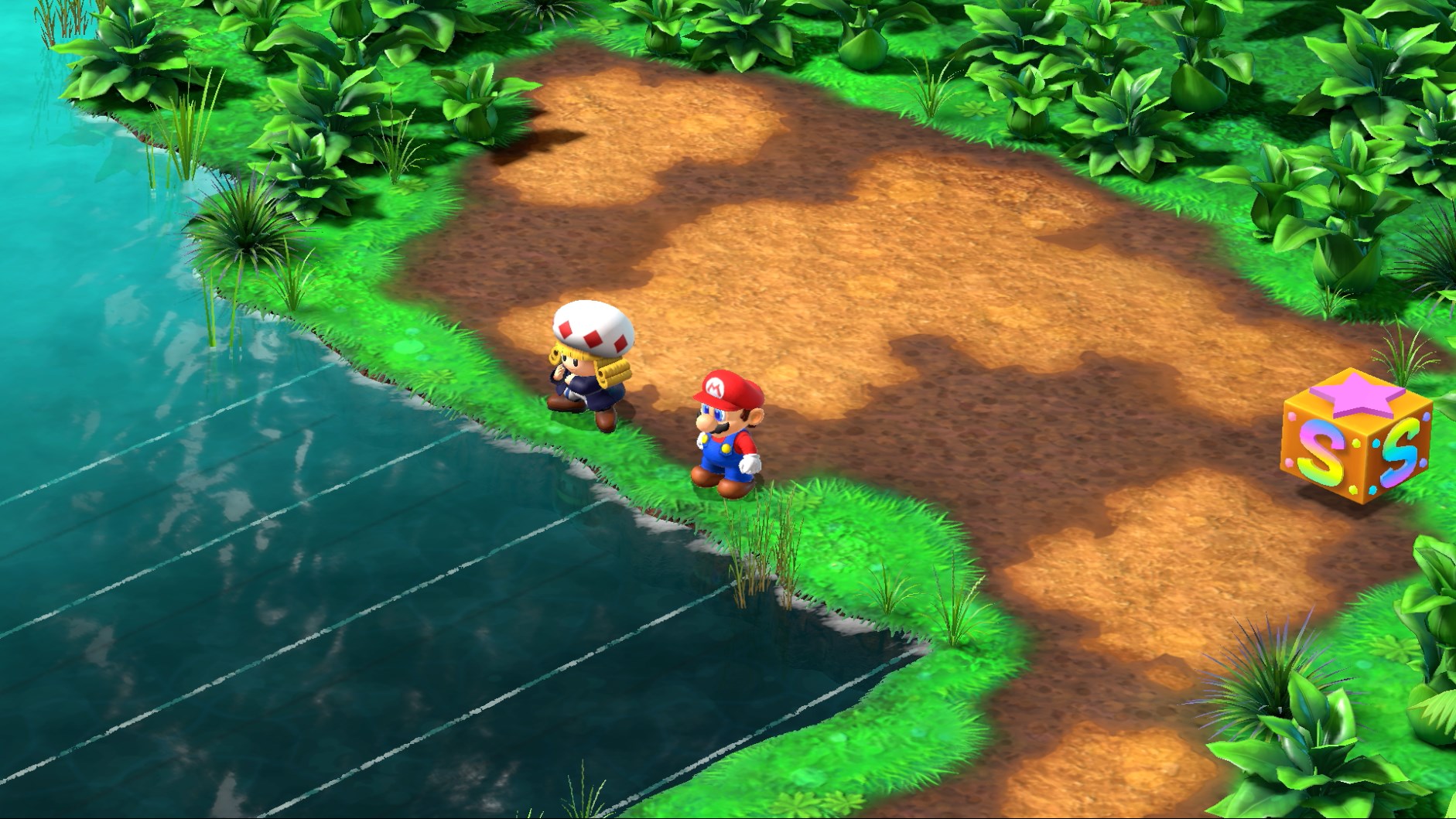 Mario stands next to a maestro in Super Mario RPG