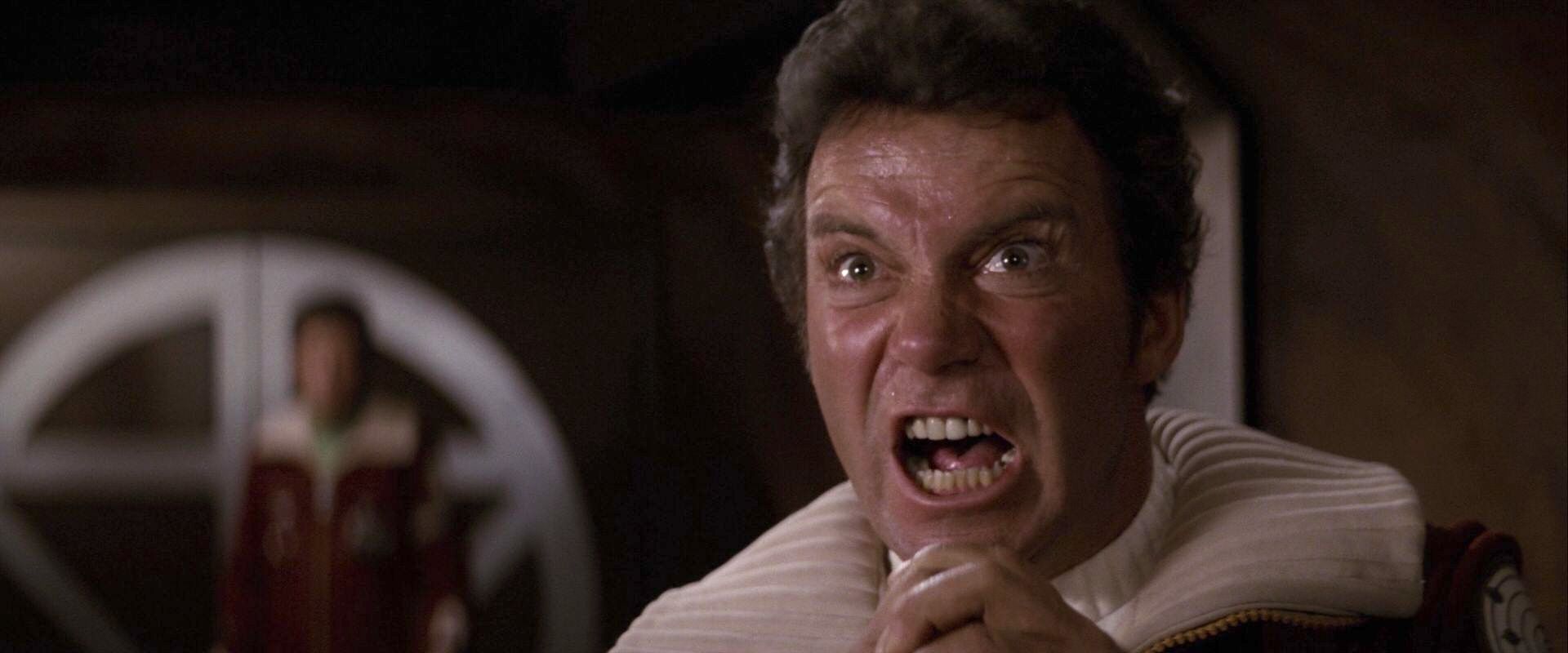 James T. Kirk (William Shatner) yelling KHAAAAAAN and showing his teeth