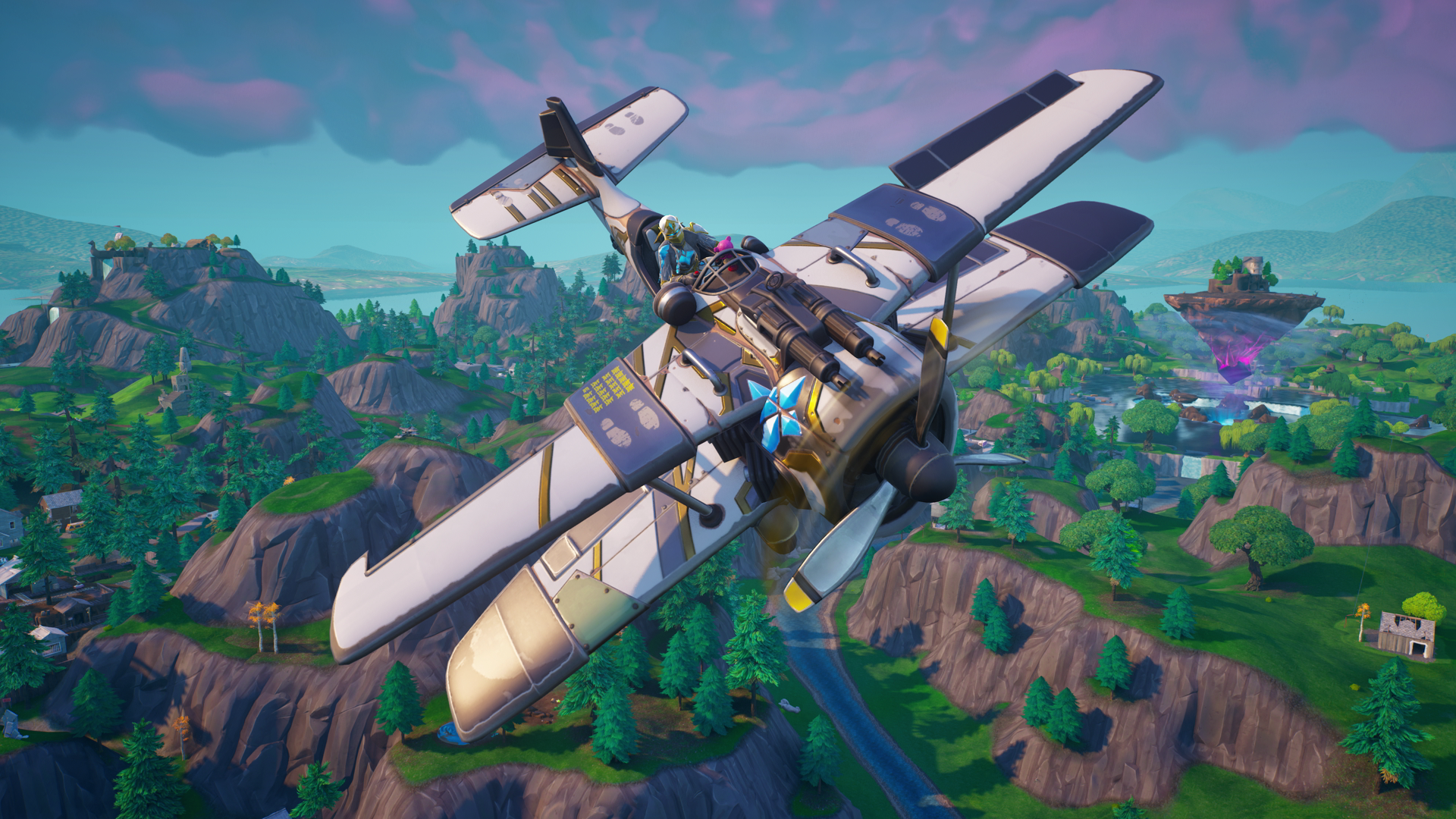 Fortnite OG player in a plane flying over the island