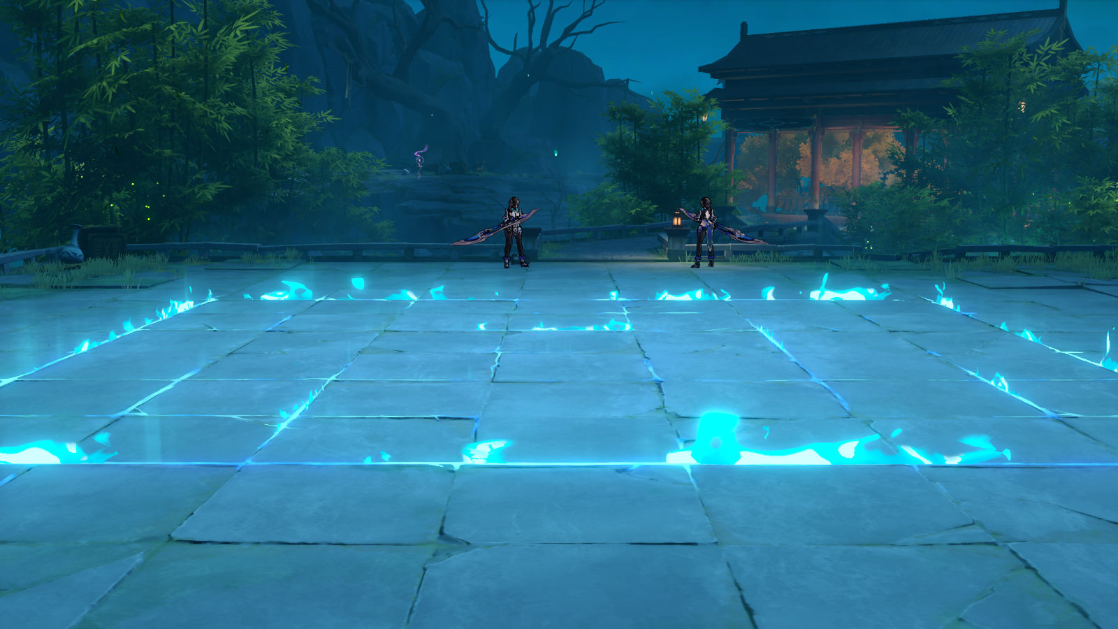The fiery blue outline of a ghost maze in Honkai: Star Rail